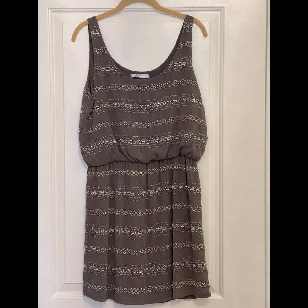 Mango Beaded dress. Dark silver with silver beading. Size 4
